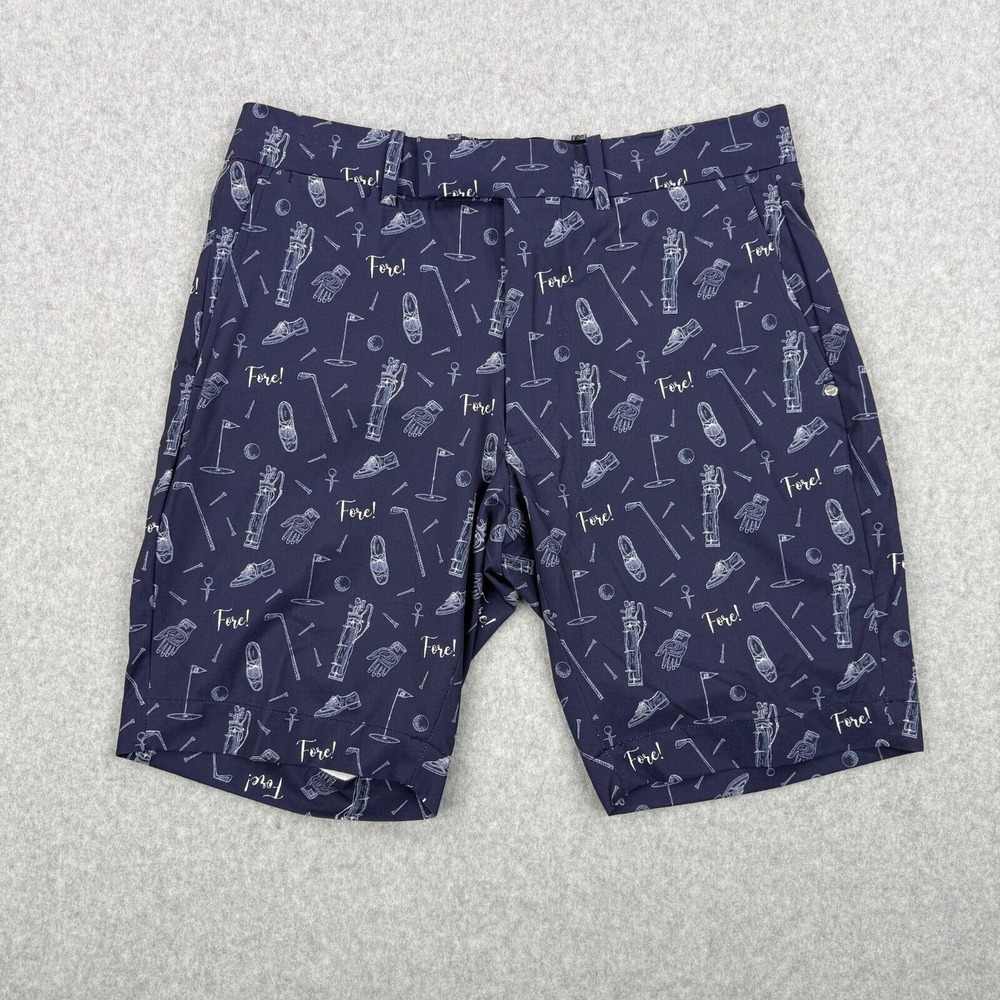 Ralph Lauren RLX Shorts Mens 29 Blue Slim Fit Performance Golf All Over‎ Print